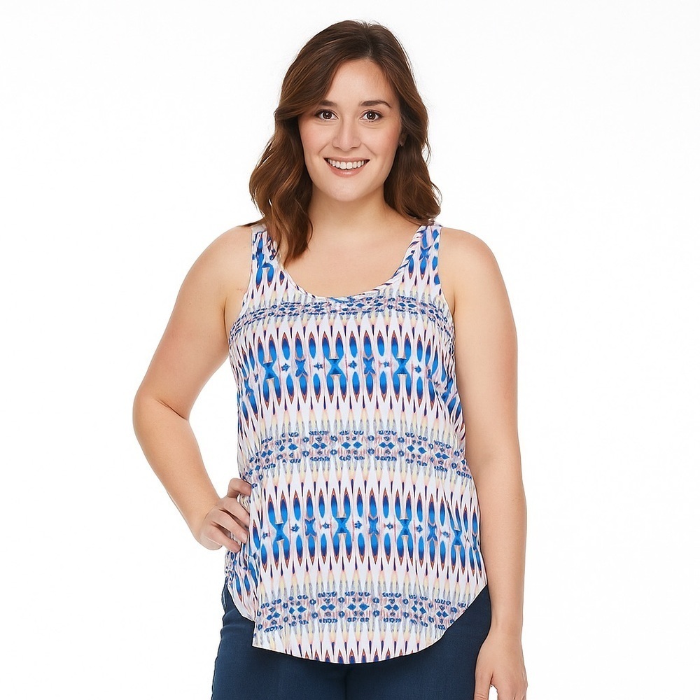 Fifteen twenty Boho Patterned Sleeveless Tank Top - Blue and Pink Size XS